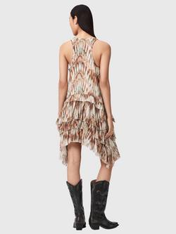 AllSaints Cavarly Tiered Mini Dress, Oceano Soft Pink - view 2, Oceano Soft Pink