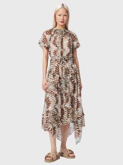AllSaints Lamaia Abstract Midi Dress, Oceano Soft Pink, Oceano Soft Pink