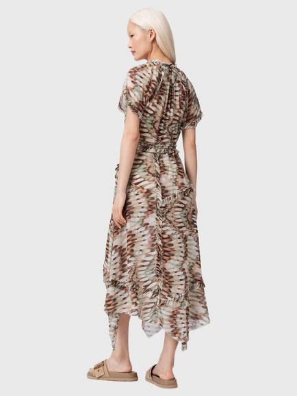 AllSaints Lamaia Abstract Midi Dress, Oceano Soft Pink - view 2, Oceano Soft Pink