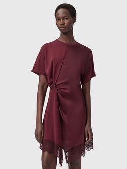 AllSaints Lana Lace Hem Dress, Oxblood Red, Oxblood Red
