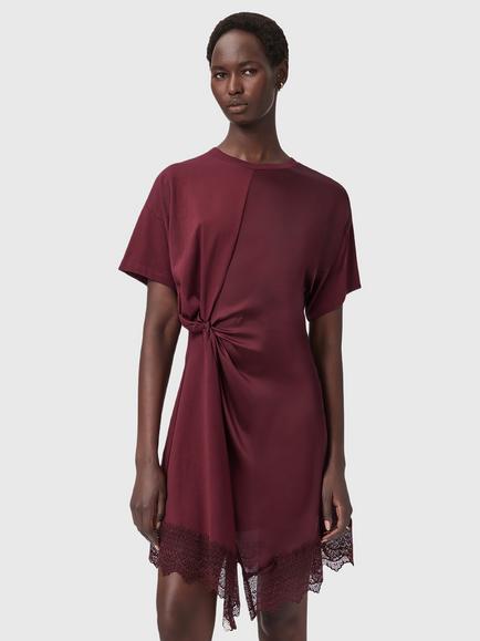 AllSaints Lana Lace Hem Dress, Oxblood Red, Oxblood Red