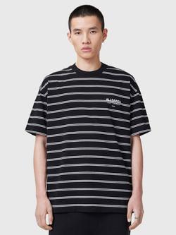 AllSaints Underground Stripe Oversized T-Shirt, Black/Multi, Black/Multi