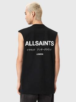 AllSaints Underground Oversized Sleeveless T-Shirt, Black - view 2, Black