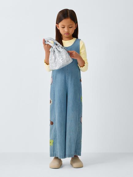 John Lewis Kids' Floral Embroidered Playsuit with Long Sleeve Top, Multi - view 2, Multi
