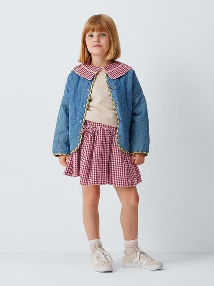 John Lewis Kids' Gingham Skirt, Multi - view 2, Multi