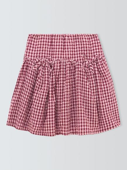 John Lewis Kids' Gingham Skirt, Multi - view 2, Multi