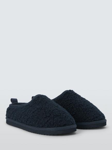 John Lewis Kids' Borg Mule Slippers, Navy - view 2, Navy
