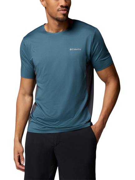 Columbia Three Pitch Regular Fit Short Sleeve Logo T-Shirt, Everblue/Shark