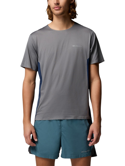 Columbia Three Pitch Regular Fit Short Sleeve Logo T-Shirt, Grey/Navy