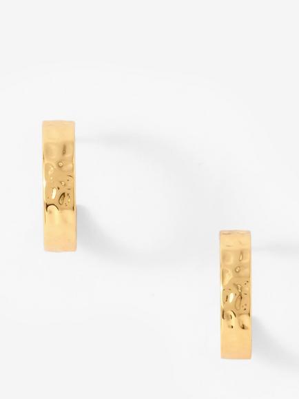 Mint Velvet Mini Textured Hoop Earrings, Gold