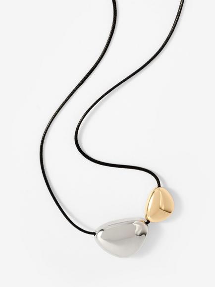 Mint Velvet Two Tone Rope Pendant Necklace, Gold - view 2, Gold