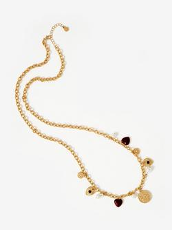 Mint Velvet Multi Charm Necklace, Gold/Multi - view 2, Gold/Multi