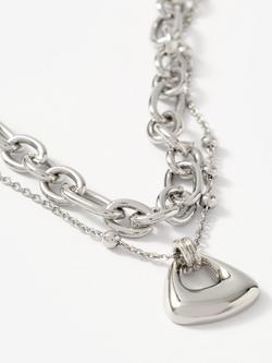 Mint Velvet Double Layered Necklace, Silver - view 2, Silver