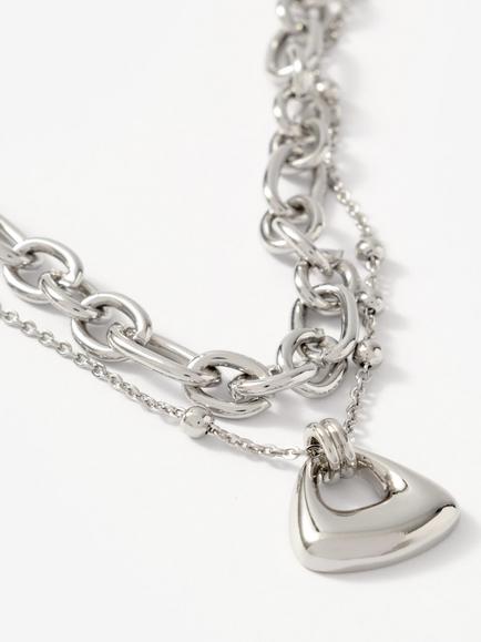 Mint Velvet Double Layered Necklace, Silver - view 2, Silver