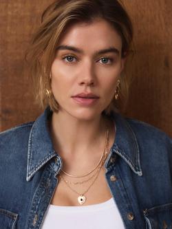 Mint Velvet Triple Layered Heart Necklace - view 2, Gold