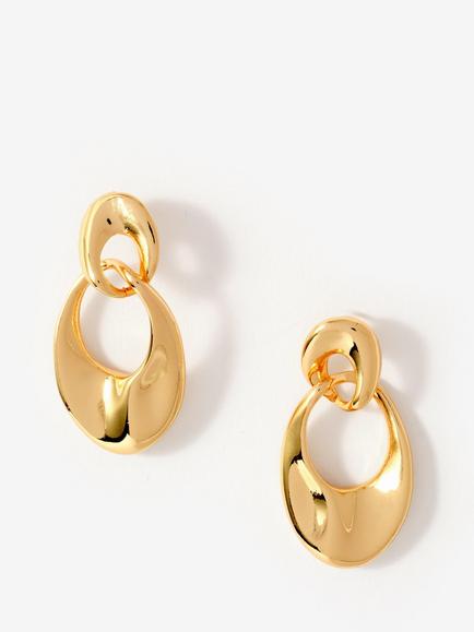 Mint Velvet Hoop Link Earrings, Gold, Gold