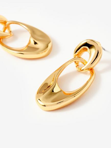 Mint Velvet Hoop Link Earrings, Gold - view 2, Gold