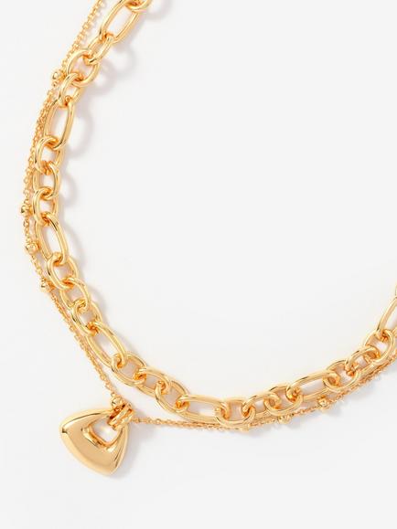 Mint Velvet Double Layered Chain Necklace, Gold - view 2, Gold