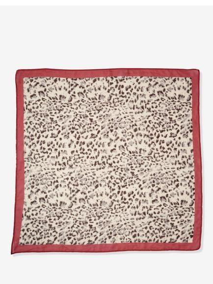 Mint Velvet Contrast Border Leopard Print Scarf, Brown/Red, Brown/Red