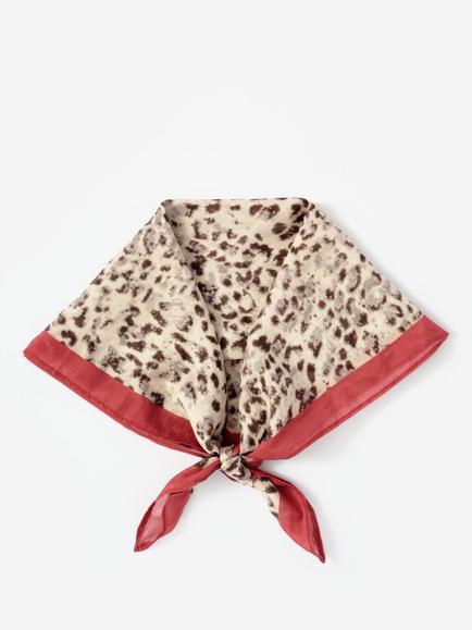 Mint Velvet Contrast Border Leopard Print Scarf, Brown/Red - view 2, Brown/Red