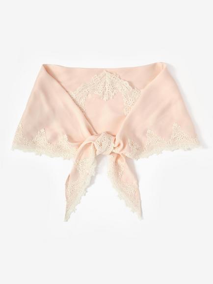 Mint Velvet Lace Trim Satin Scarf, Light Pink