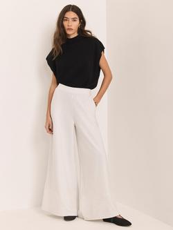 Mint Velvet Pinstripe Wide Leg Trousers, Cream - view 2, Cream