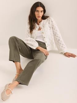 Mint Velvet Puff Shoulder Lace Jacket, Cream, Cream