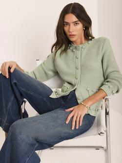 Mint Velvet Bobble Detail Cardigan, Light Green - view 2, Light Green