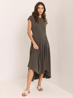 Mint Velvet Asymmetric Drape Jersey Dress, Khaki - view 2, Khaki