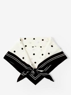 Mint Velvet Contrast Border Polka Dot Print Scarf, White/Black, White/Black