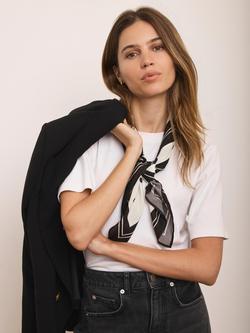 Mint Velvet Contrast Border Polka Dot Print Scarf, White/Black - view 2, White/Black