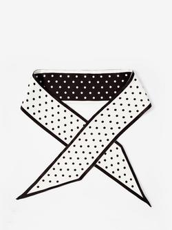 Mint Velvet Reversible Polka Dot Skinny Scarf, Black/White, Black/White