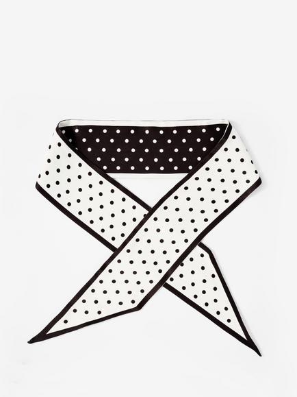 Mint Velvet Reversible Polka Dot Skinny Scarf, Black/White, Black/White