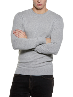 SISLEY Regular Fit Wool Blend Crew Neck Jumper, Grey, Grey