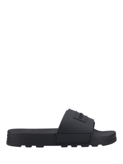 Hunter Core Embossed Silicon Slider Sandals, Black, Black