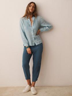 NRBY X BOYD Zoe Pintuck Pure Linen Shirt, Aquamarine - view 2, Aquamarine