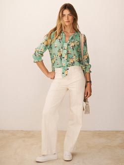 NRBY X BOYD Mia Floral Pure Silk Top, Green/Multi, Green/Multi
