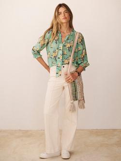 NRBY X BOYD Mia Floral Pure Silk Top, Green/Multi - view 2, Green/Multi