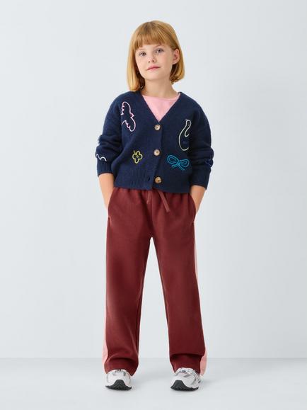 John Lewis Kids' Side Striped Joggers, Berry - view 2, Berry