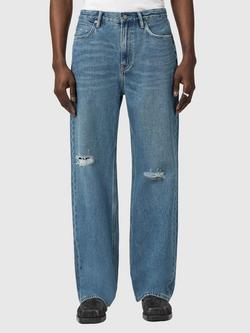 AllSaints Lenny Mid Rise Distressed Straight Jeans, Indigo, Indigo