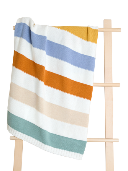 JoJo Maman Bébé Stripe Cotton Blanket, Multi - view 2, Multi