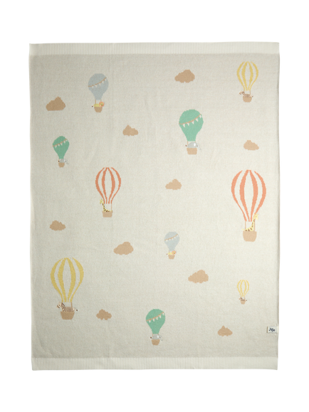 JoJo Maman Bébé Baby Hot Air Balloon Shawl Blanket, Natural, Natural
