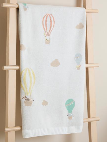 JoJo Maman Bébé Baby Hot Air Balloon Shawl Blanket, Natural - view 2, Natural
