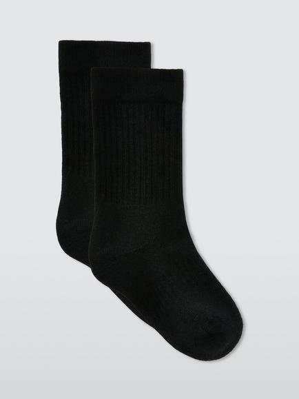 John Lewis Kids' Cotton Rich Sports Socks, Pack of 2, Black