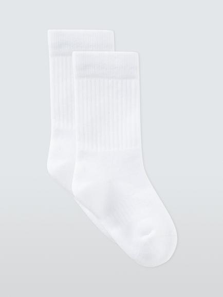 John Lewis Kids' Cotton Rich Sports Socks, Pack of 2, White