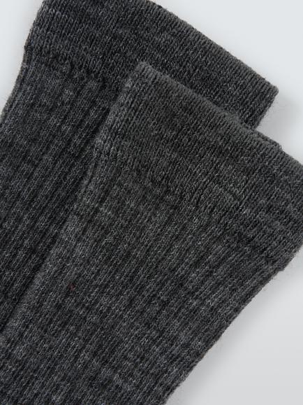 John Lewis Kids' Wool Rich Knee High Socks, Pack of 3, Charcoal - view 2, Charcoal