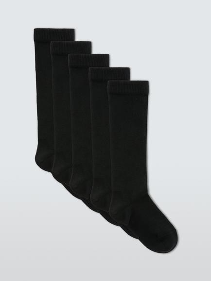 John Lewis Kids' Knee High Socks, Pack of 5, Black