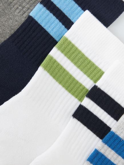 John Lewis Kids' Organic Cotton Stripe Sports Socks, Pack of 5, Multi - view 2, Multi