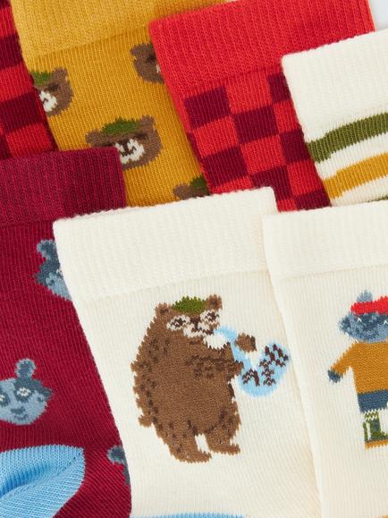John Lewis Kids' Organic Cotton Musical Animal Ankle Socks, Pack of 7 - view 2, Multi