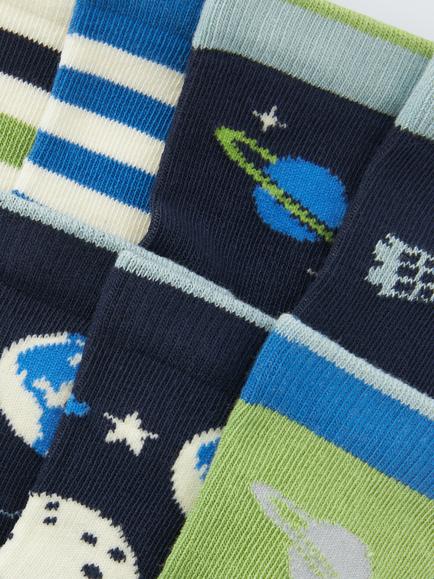 John Lewis Kids' Organic Cotton Space Ankle Socks, Pack of 7, Multi - view 2, Multi